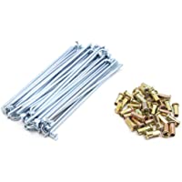 sourcing map 36Pcs Radios de Rueda W Boquillas de Acero Cromado Rosca 4mm Diám. 170mm Longitud Motocicleta